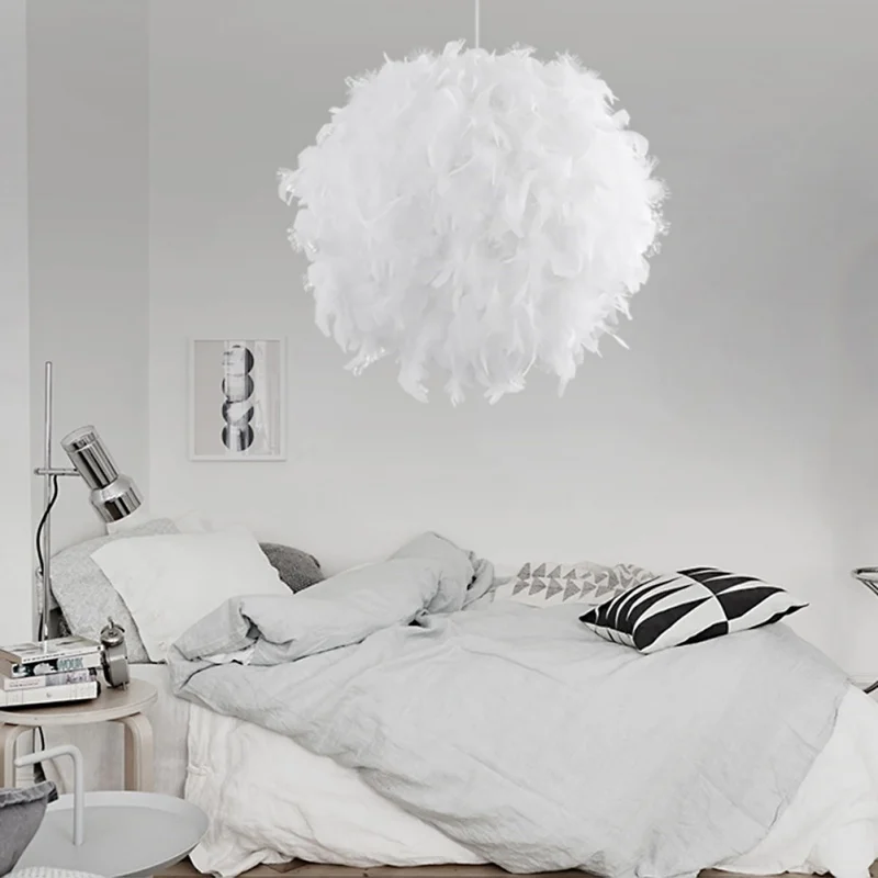 Promo  Unique White Feather Chandelier Household Romantic Feather Chandelier Home Improvement household fe