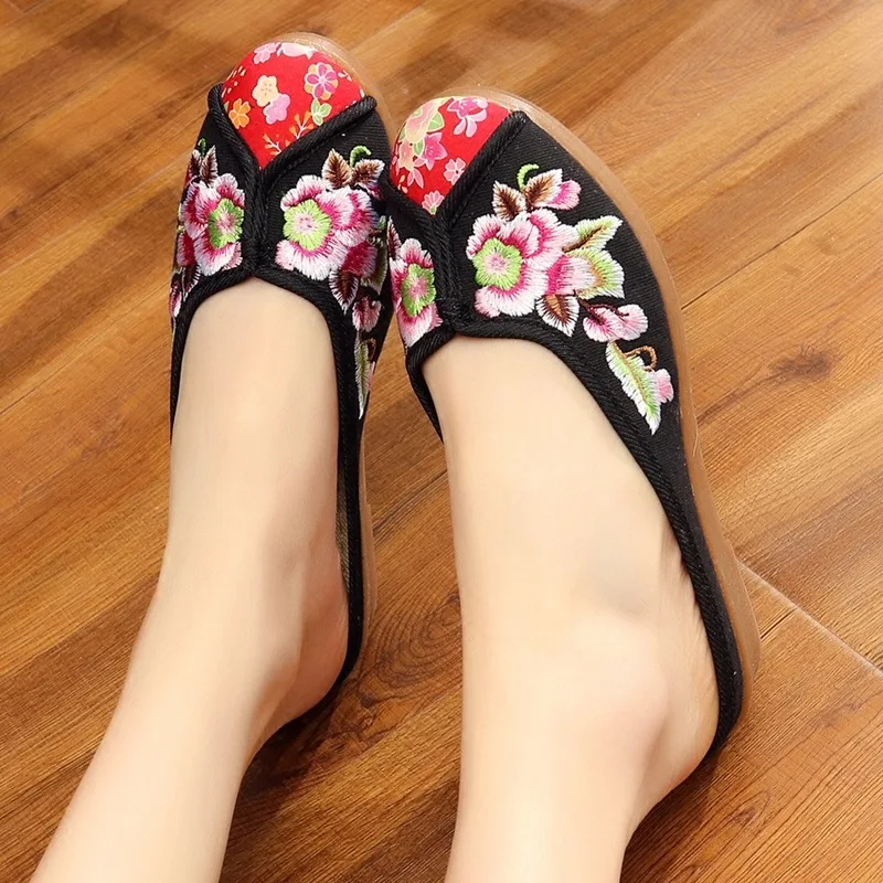 

Ethnic-Style Retro Fashion Canvas Slipper Old Beijing Embroidery Embroidered Fabric WOMEN'S Shoes Closed-toe Outer Wear Semi-Sli