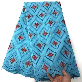 

100% Cotton African Lace Fabric 2019 High Quality Lace Nigerian Swiss voile Lace Embroidery Fabric 5Yards Wedding TG-895