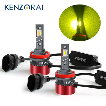 

2pcs Lemon Yellow 3200K Led Fog Lights Bulb Car Accessories H1 H3 H7 H8 H9 H11 9005 HB3 9006 HB4 tuning car universal 12v light