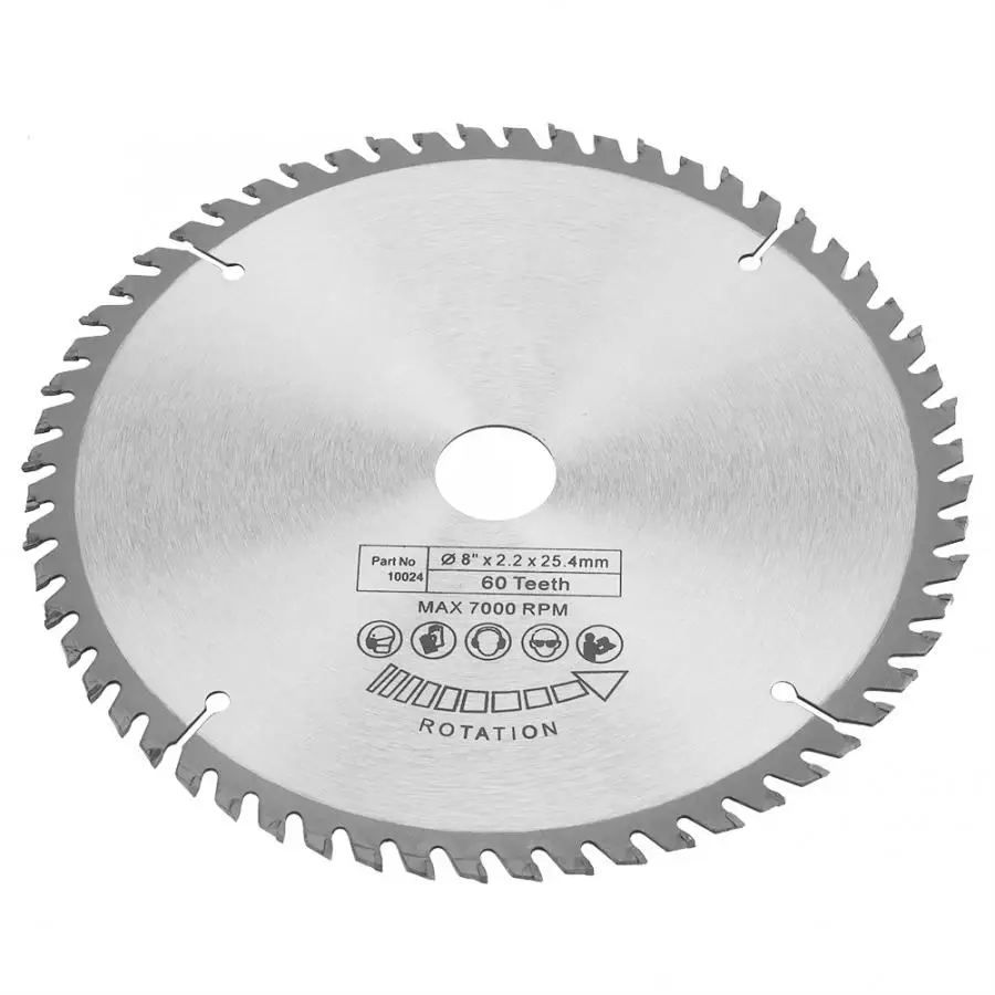 

200mm Silver TCT Circular for Wood Cutting 60 Teeth + 1Pcs Reduction Rings Tool