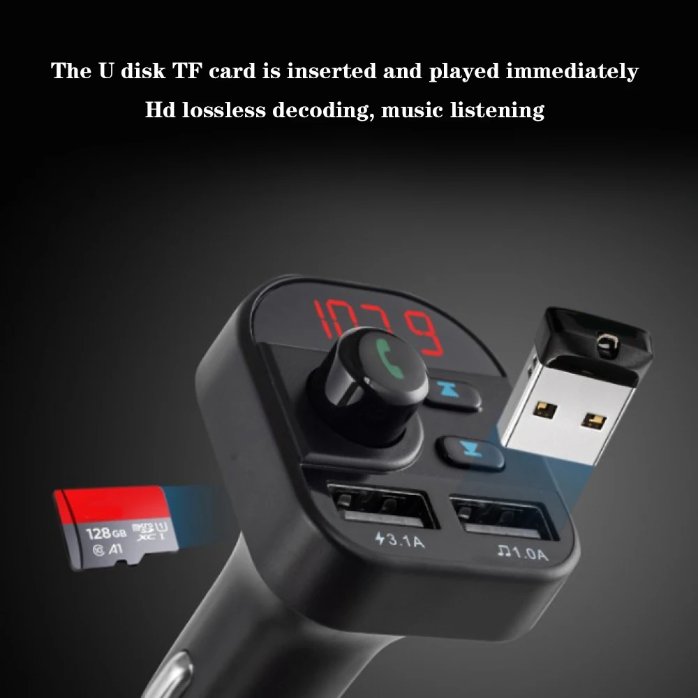 Bluetooth 4,2 MP3 плеер Handsfree автомобильный комплект fm-передатчик Поддержка TF карта U диск QC2.0 3.1A Быстрая Двойная USB Зарядка адаптер питания
