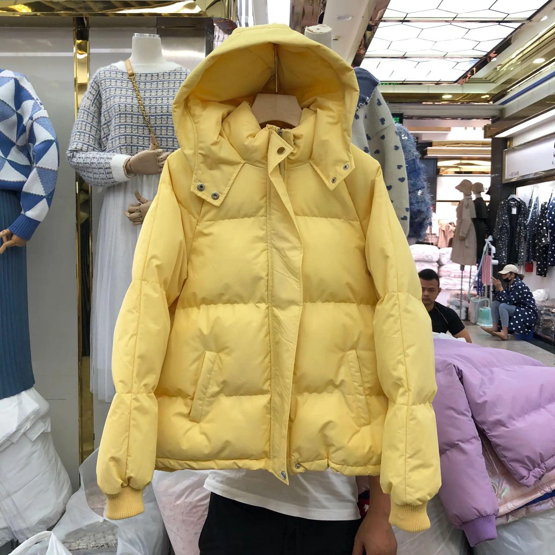 Женская короткая хлопковая куртка зимняя куртка пальто с капюшоном свободная BF Студенческая куртка однотонная парка Manteau Femme Hiver