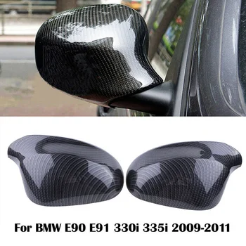

For BMW E90 LCI 335i 325i 4DR SEDAN 09-11 Rearview Mirror Cover Carbon Fiber Style 51167135097 Replacement