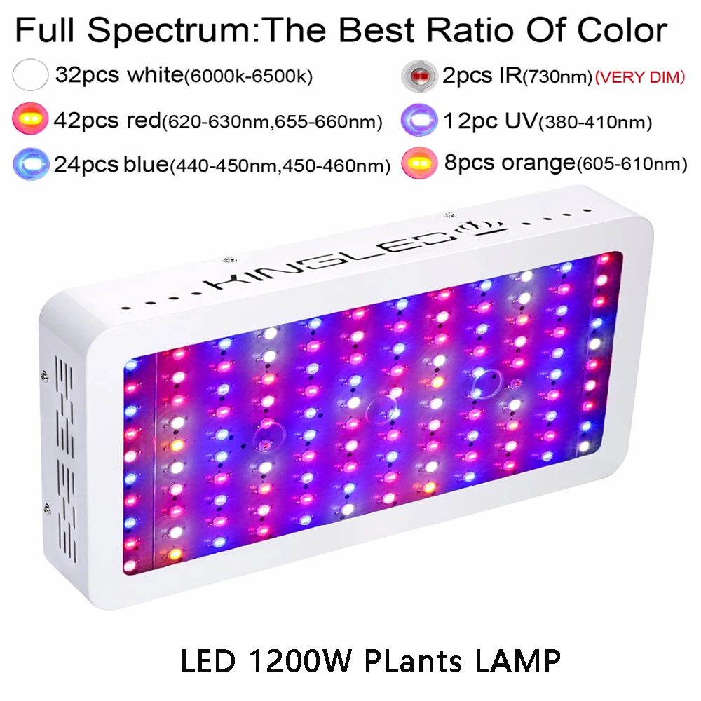 Король светодиодный Светодиодный grow светильник 600 W/1000 W/1200 W/1500 W/2000 W/3000 W полный