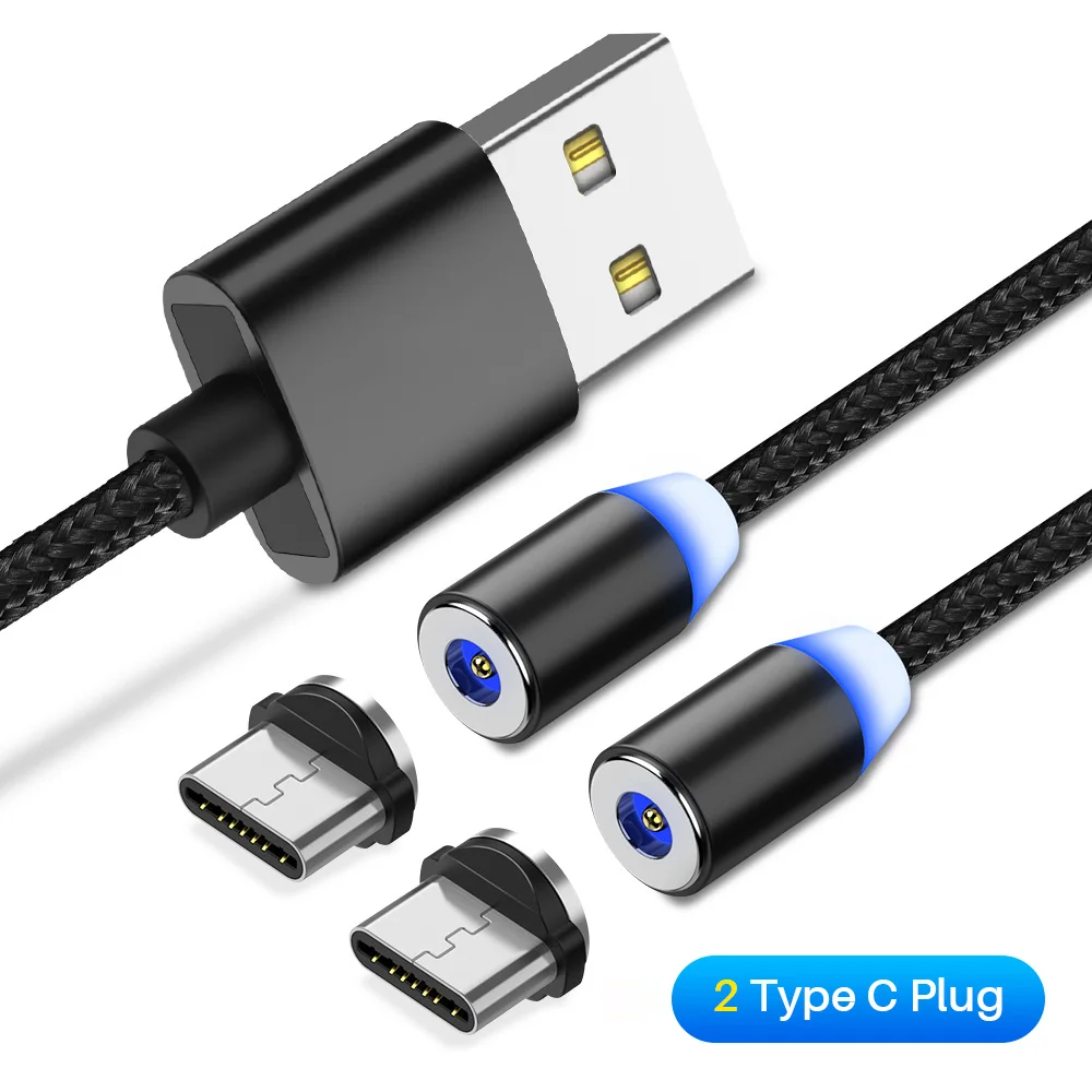 YBD 2 в 1 Магнитный кабель usb type C зарядный провод Магнит Micro USB зарядное устройство освещение для usb для iPhone 11 XR XS - Цвет: 2type-c