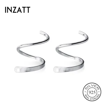 

INZATT Real 925 Sterling Silver Minimalist spiral Hoop Earrings For Fashion Woman Geometric Earrings Cute Fine Jewelry Gift