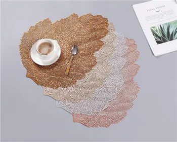 

6pcs/lot Placemat For Dining Table Coasters Leaf Simulation Plant PVC Cup Coffee Table Mats Kitchen Christmas Home Decor OK 1077