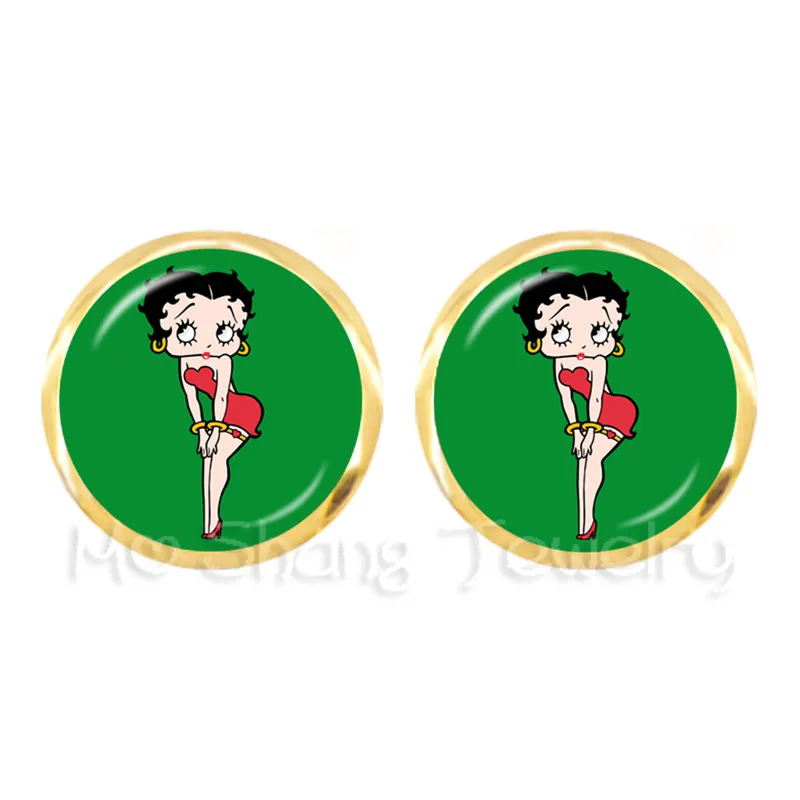 Новое поступление милые очаровательные Betty Boop детские милые серьги-гвоздики мультфильм Античная бронза с покрытием серьги гвоздики для друзей - Окраска металла: 23