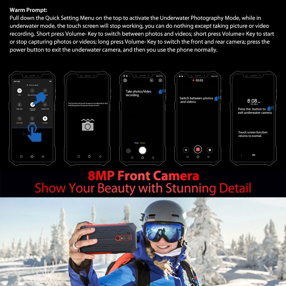 Ulefone Armor 6S Rugged Phone Waterproof Shockproof 6.2 inch 6GB 128GB Android 9.0 Helio P70 Octa Core 5000mAh NFC 4G Smartphone