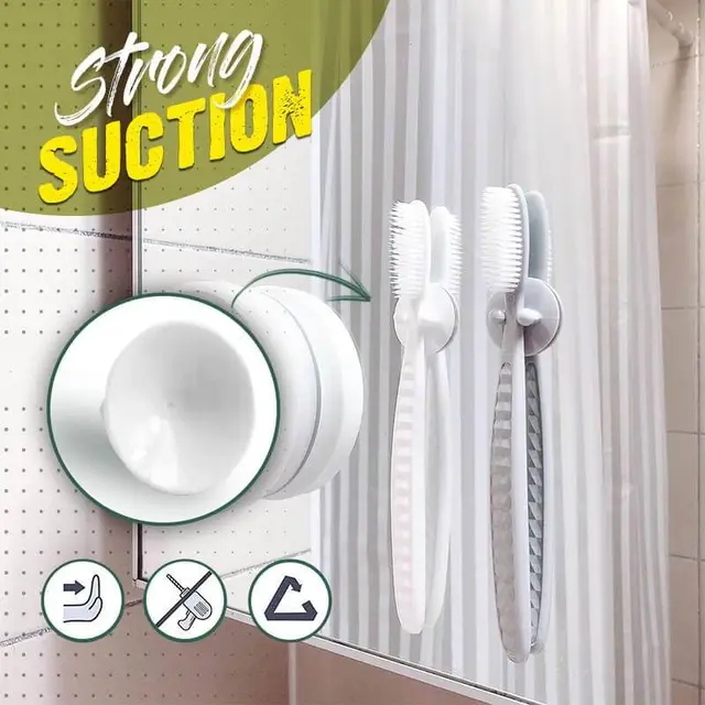 2Db Lyukasztás Nélküli Falra Szerelt Tárolóhorog Szívócsészével Univerzális Élelmiszerek Tároló Állvány Fogkefe Tartó - Image 3