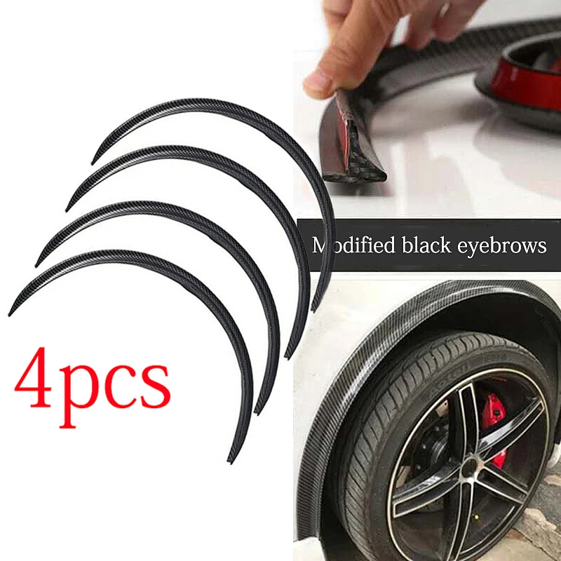 

Universal 4 Pcs Car Fender Anti-scratch Carbon Fiber Wheel Rubber Eyebrow Arch Protector Lip Protector Strip For Honda Benz BMW