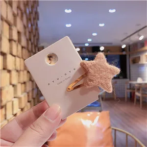 Coffee stars hairpin Модные детские заколки со звездами, войлочная ткань, заколки для волос BB, заколки для девочек, милые детские боковые заколки для волос аксессуары - Цвет: Coffee stars hairpin