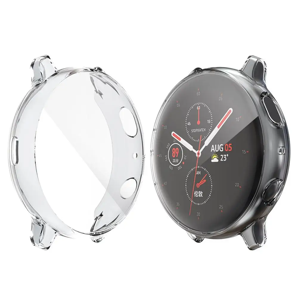Экран протектор чехол для samsung galaxy watch active 2 ультра-тонкий мягкий силиконовый чехол для полной защиты чехол для galaxy Активный 40/44 мм - Цвет: transparent