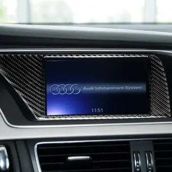 

For Audi A4 B8 A5 Accessories Carbon Fiber Car Interior Navigation Air Conditioning CD Control Panel LHD Styling Stickers