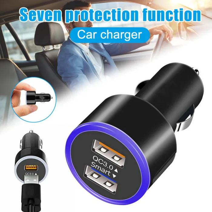 Автомобильное зарядное устройство с одним портом QC3.0, 2USB порта, быстрая зарядка, автомобильное зарядное устройство с AIpower, семь функций защиты GV99