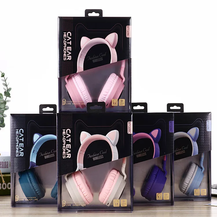 

Bluetooth Headphones Cat Ear Headsets LED Light Wireless Stereo Headband with Mic Handsfree for iPhone Kids Earphones