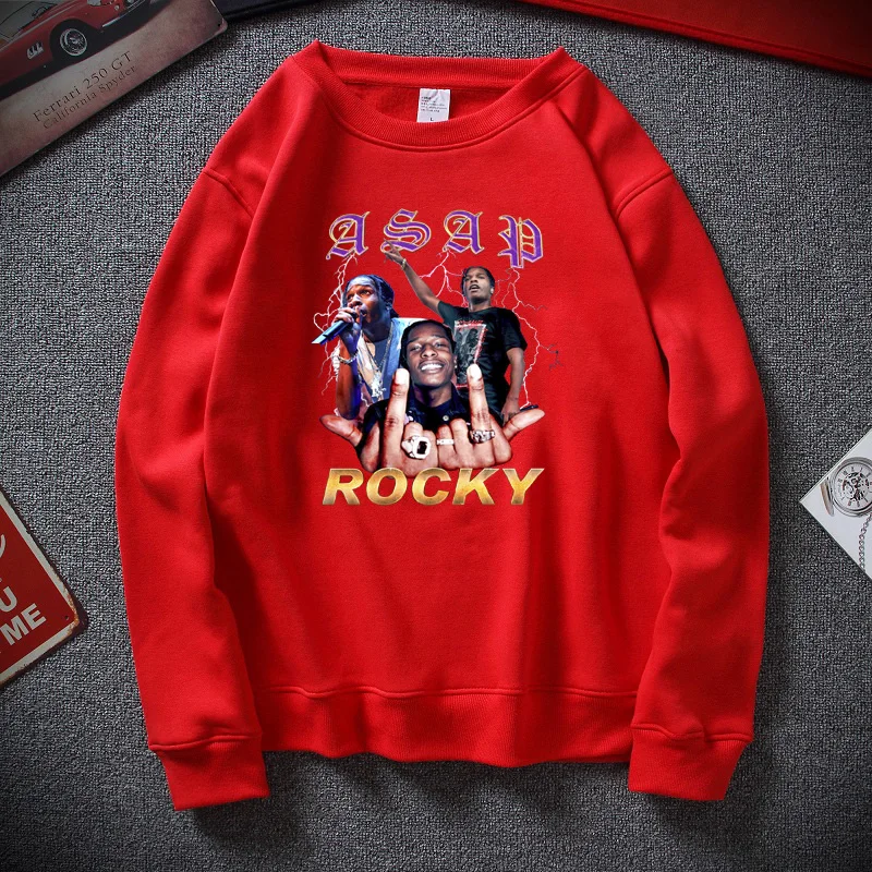 Новая зимняя мода хип хоп Уличная рок как можно скорее Rocky мужские толстовки и кофты Повседневная хлопковая флисовая толстовка с круглым вырезом - Цвет: red 1
