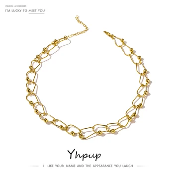 

Yhpup Fashion Chain Torques Necklace Temperament 14 K Golden Metal Copper Collar Necklace for Women collane donna statement 2020