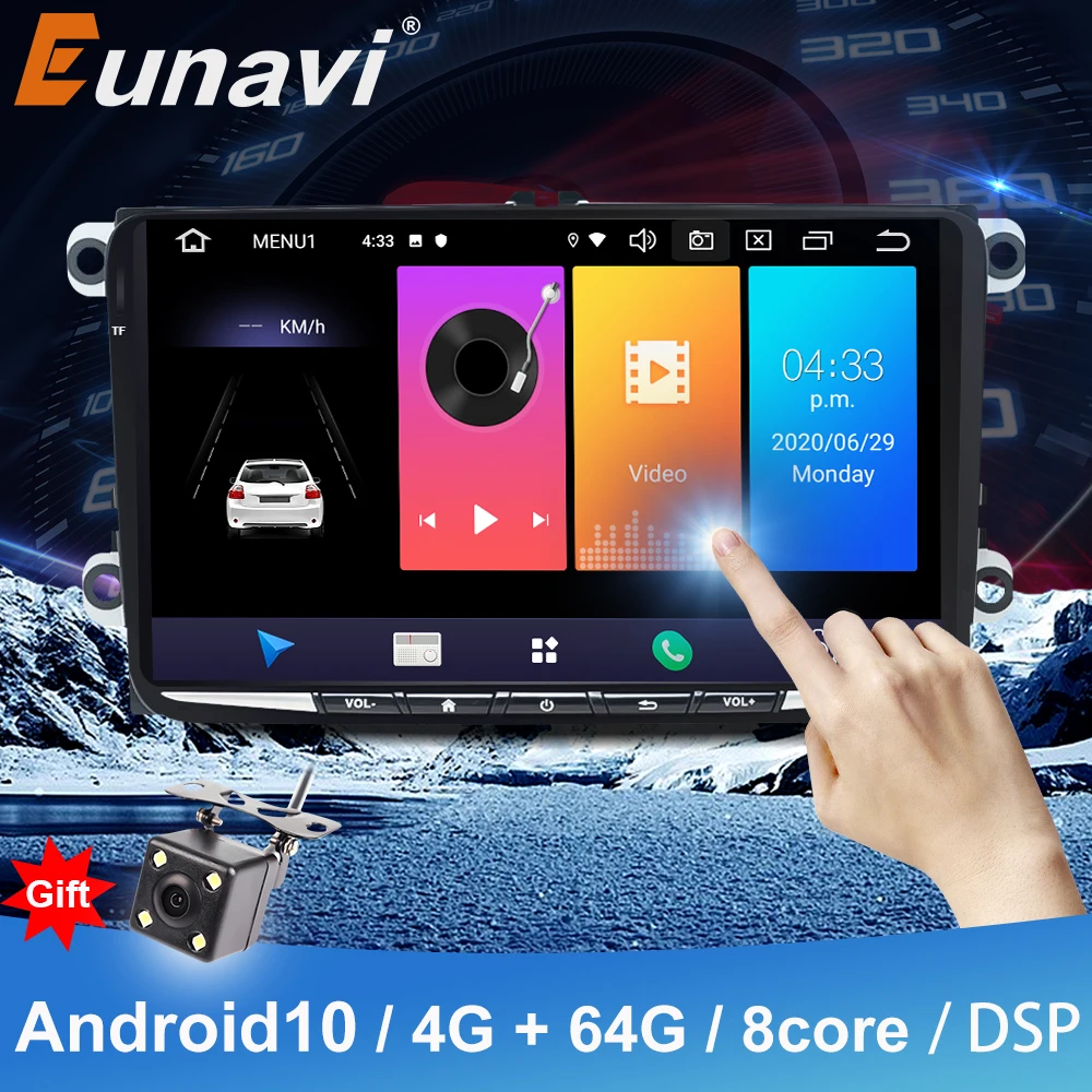 Eunavi Car Multimedia Radio GPS Auto 2Din Android For Volkswagen VW Skoda Octavia Golf 5 6 Passat B6 B7 Touran Tiguan Polo Jetta