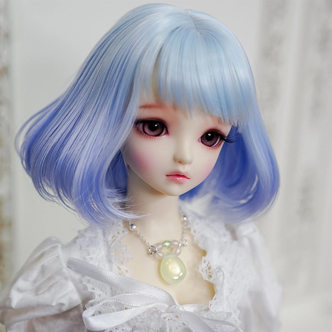 Modikerbjd девушка Градиент Синий кудрявый Rinka стрижка короткий парик для 1/4 1/3 BJD куклы