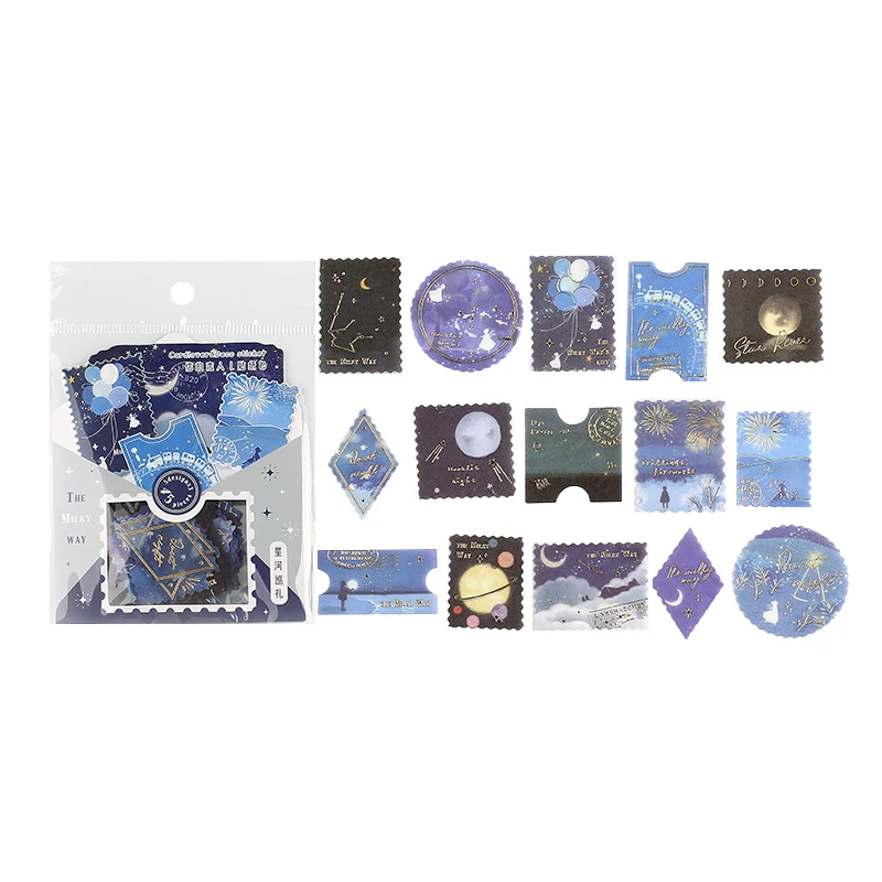 45pcs/pack Bronzing Stamp stickers package DIY Diary Decoration label sticker Album Scrapbooking material Craft Supplies