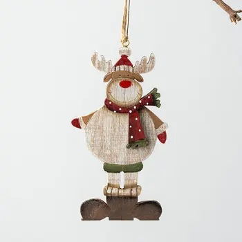 

3PCS Retro Xmas Pendants Xmas Tree Ornaments Wooden Pendants Wood Elk Pendants Christmas Decors for Window Wall Tree Xmas