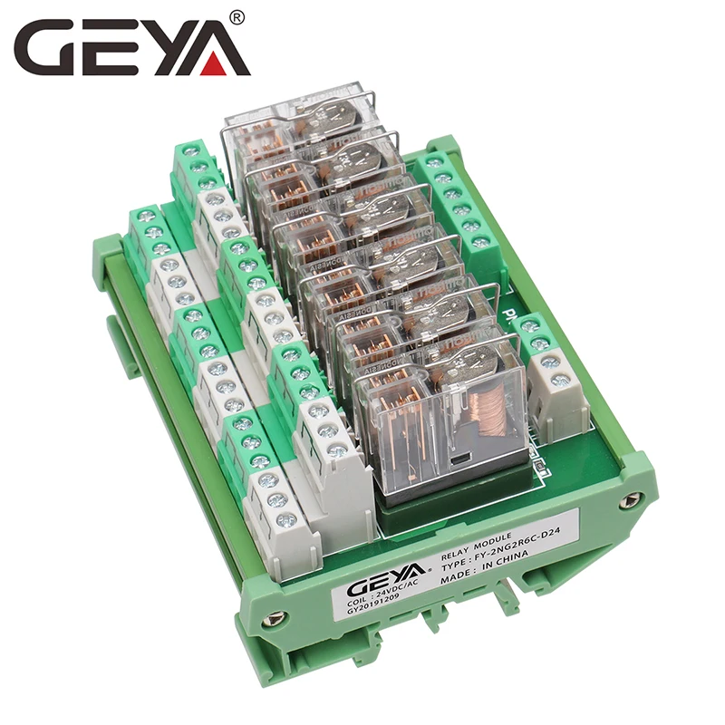 6 канальная релейная плата GEYA 2NG2R электронный DPDT PLC 12 в 24 В AC DC 2NO 2NC|Реле| |