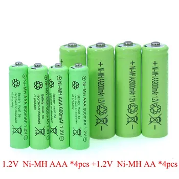 

4pcs 1.2v NI-MH AAA Batteries 600mAh Rechargeable nimh Battery + 4pcs 1.2V Ni-Mh AA 2000mAh NI-MH battery for remote Control