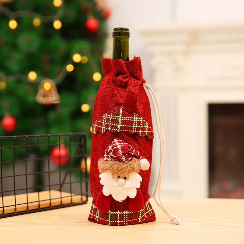 Новогодняя сумка для бутылки вина Санта Клаус сумка для бутылки вина красная сумка для бутылки вина Рождественская вечеринка украшение мешок для бутылки шампанского