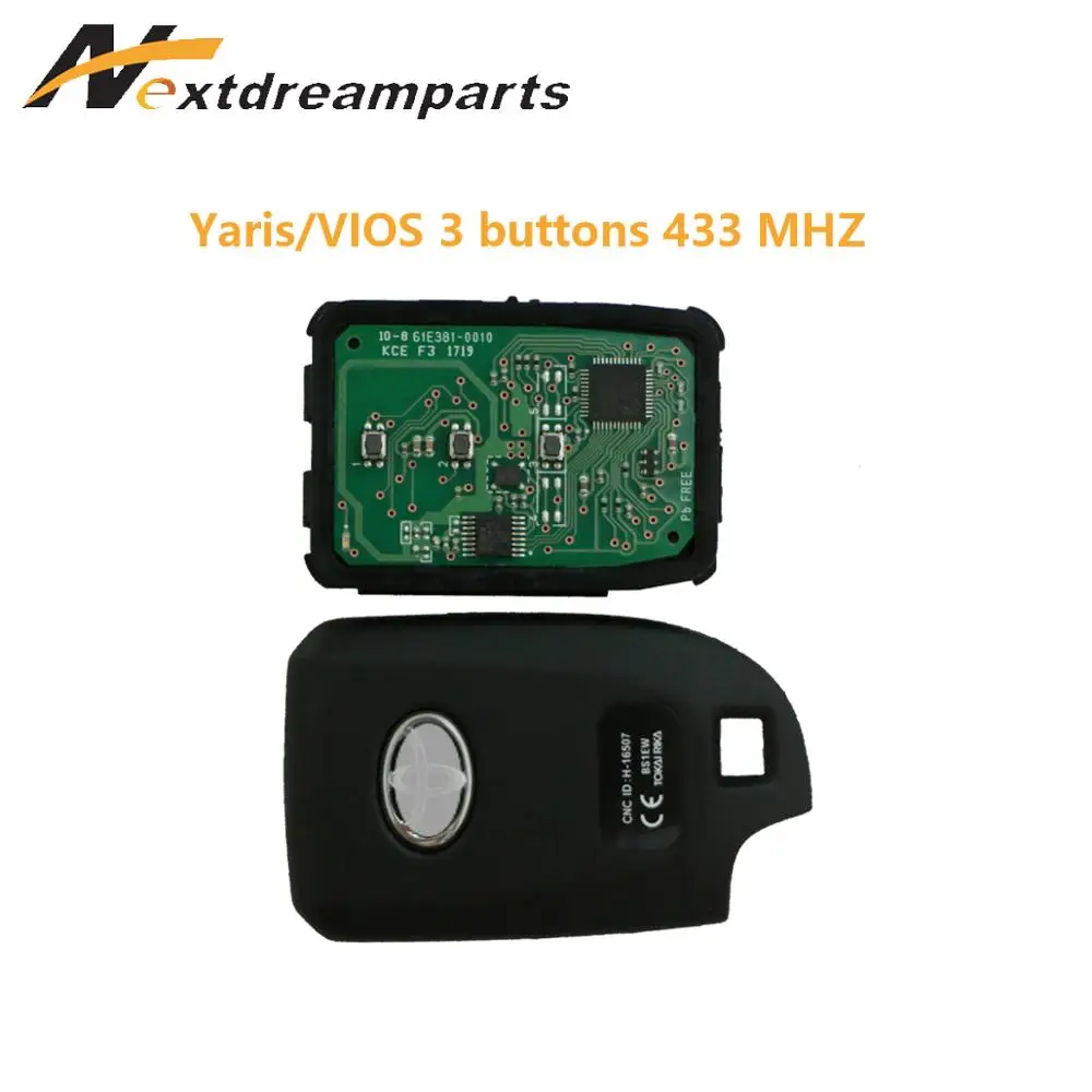 Смарт-ключ для Toyota VIOS Yaris 433 МГц 3 кнопки ключа BS1EW
