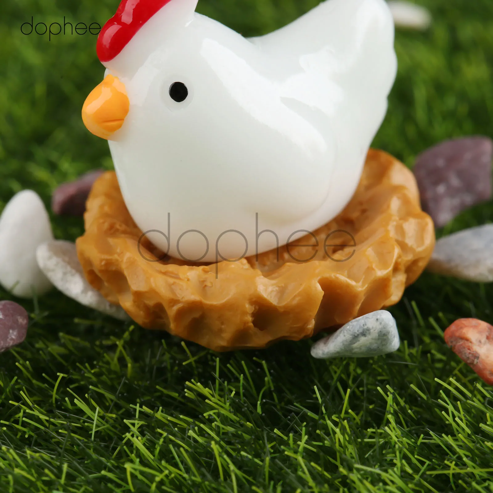 dophee 5pcs Miniature Hen Resine Chicken Coop Hen Craft Micro Landscaping Decor Home Landschaft Decoration DIY Accessories