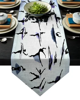 

Dance Ballet Lady Black Shadow Table Runner Table Flag Home Party Decorative Tablecloth Table Runners for Wedding