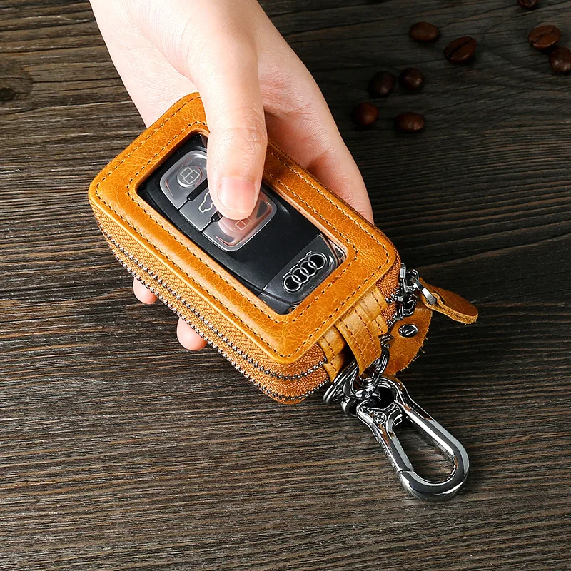 

Double Layer Multi-functional Car Key Bag Genuine Leather Europe And America Amazon Cross Border Hot Selling Double Layer Househ