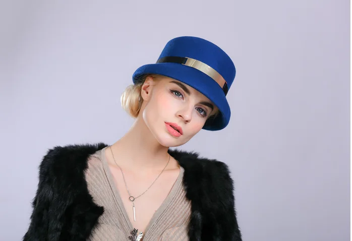 01910-FW223002 Шерсть Зима Элегантный Хепберн Стиль листового металла леди досуг ведро кепки для женщин ужин формальный шляпа