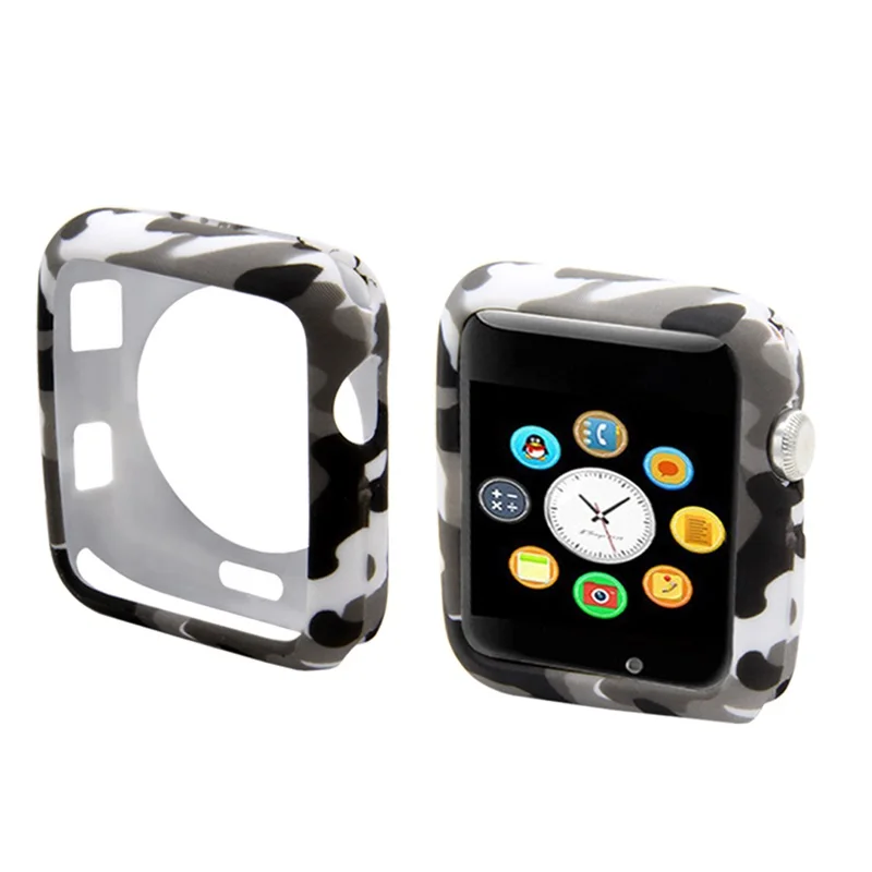 Камуфляжный Мягкий ТПУ чехол для часов apple watch 3 2 1 протектор apple watch 42 мм для iwatch 38 мм бампер рамка часы аксессуары - Цвет: gray