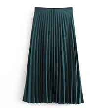 Fandy lokar, однотонные плиссированные юбки, женская мода, свободная шелковая текстурированная юбка, женские элегантные юбки до середины икры, женские, для девушек, JR