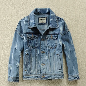 

Children Denim Jacket 2020 New Spring Autumn Kids Ripped Hole Outerwear For Teen boy and girl Broken Hole Jean Young Kids Coat