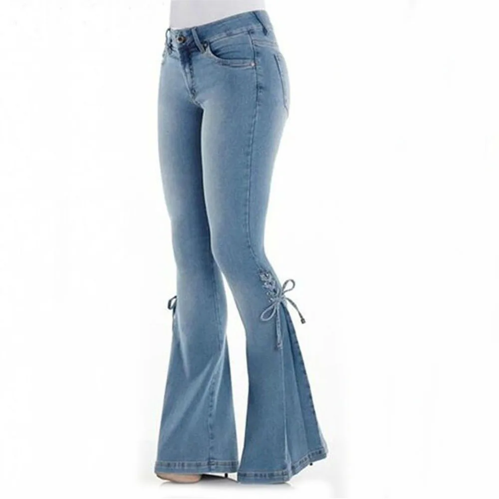 Middle Waist Bell Bottom Jeans Size XS-4XL Denim Pants Autumn Ladies Loose And Casual HOT SALE New Fashion Pants O9