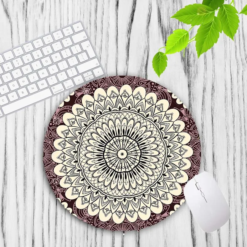 XGZ Colorful Mandala Vintage Persian Carpet Round Mouse Pad Gamer Keyboard Mouse Mat Gaming Desk Mousepad for CS GO 20X20CM - Color: 20X20CM