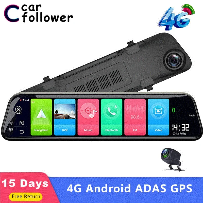1" Android автомобильный видеорегистратор камера gps навигация Bluetooth FHD Зеркало рекордер Автомобильный видео рекордер 4G Wifi ADAS Dash cam ночное видение