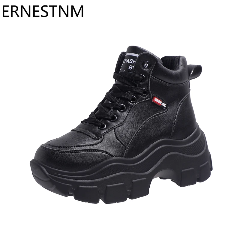 ERNESTNM Platform High Super Women Sneakers NEW Fashion Female Black
White Sneakers Breathable Wedges Shoes Women Tenis Feminino