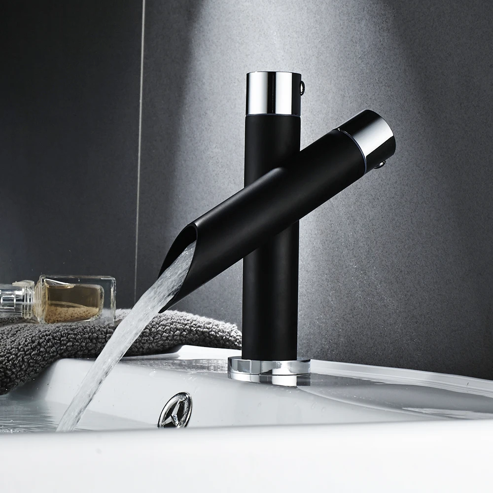 

Basin Faucet Adjustable Faucet Waterfall Bathroom Mixer Chrome Bathroom Basin Tap Deck Mounted Bath Wash Sink Faucet Tap