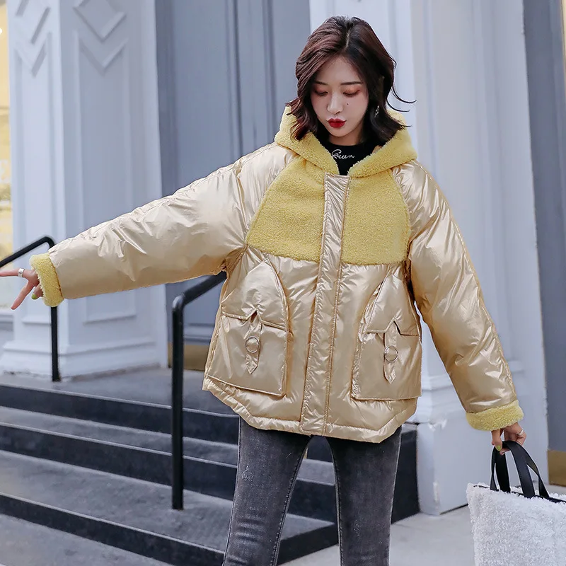 

Short-height Hooded Cotton-padded Clothes Women's Winter New Style Korean-style Loose Warm ke li rong Joint Cotton Coat Q8871