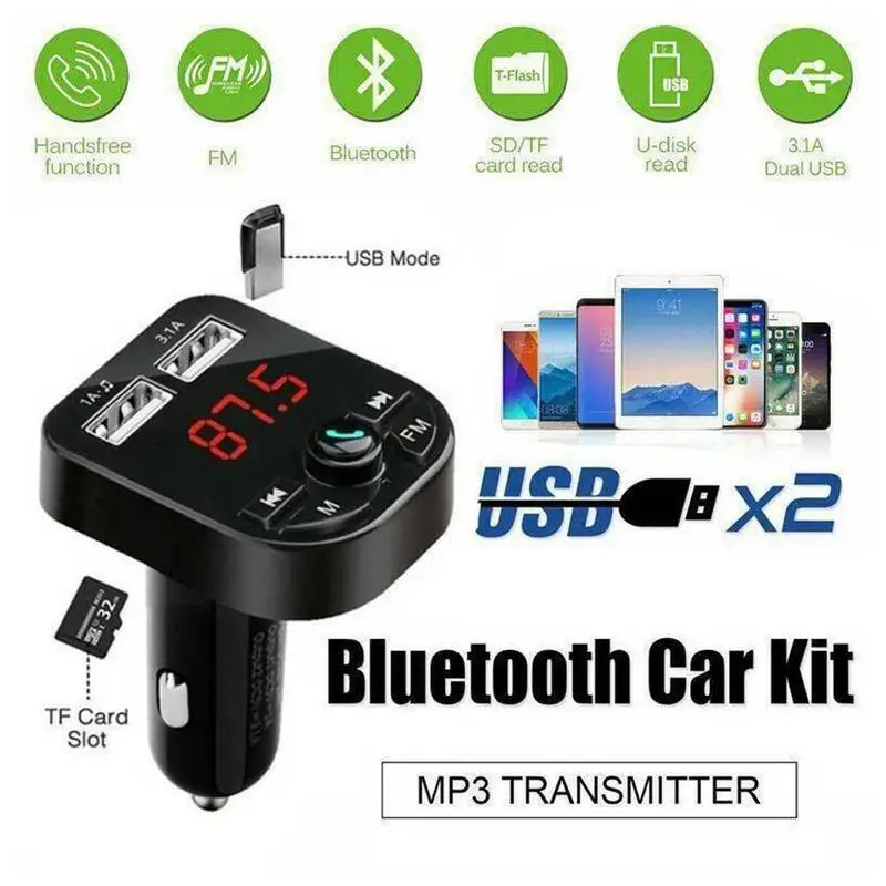 Автомобильный комплект громкой связи беспроводной Bluetooth fm-передатчик ЖК MP3-плеер USB зарядное устройство 2.1A автомобильные аксессуары громкой связи