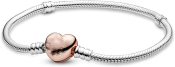 

Fit PANDORA Jewelry Moments Heart Clasp Snake Chain Rose Bracelet, 7.5"