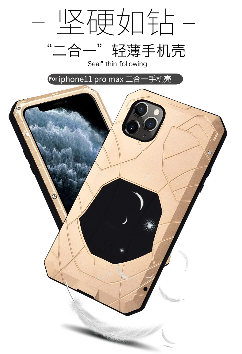 Cellphone Case For iPhone 11 Pro Shockproof Heavy Duty Tank Silicone Aluminum Metal Cover 2 in 1 New Arrival Cellphone Case For iPhone 11 Pro Shockproof Heavy Duty Tank Silicone Aluminum Metal Cover 2 in 1 New Arrival