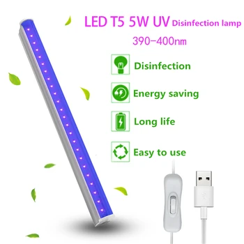

USB Ultraviolet lamp T5 5W Tube Bulb Bactericidal lamp Germicidal Disinfect UV light Sterilize Deodor Clean Air Acaricidal lamp