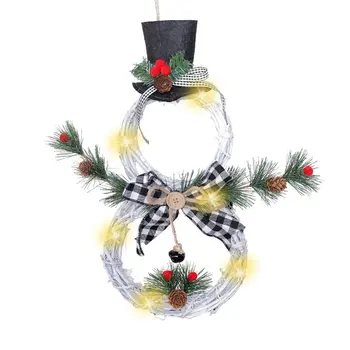 

Christmas Wreath Pendant Led Lights Garland Pendant Christmas Vine Circle Garland Door Window Wall Hanging Ornament