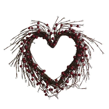 

Simulation Berry Large Heart-Shaped Garland Rattan Wreath Valentine's Day Wall Hanging Wedding Decoration 40 cm
